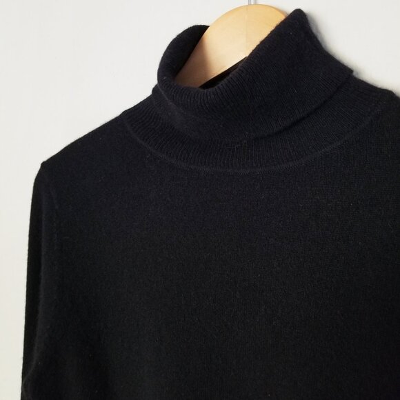 Garnet Hill Essential 100% Cashmere Turtleneck Sweater Size S Black SOFT $189 - Picture 12 of 15